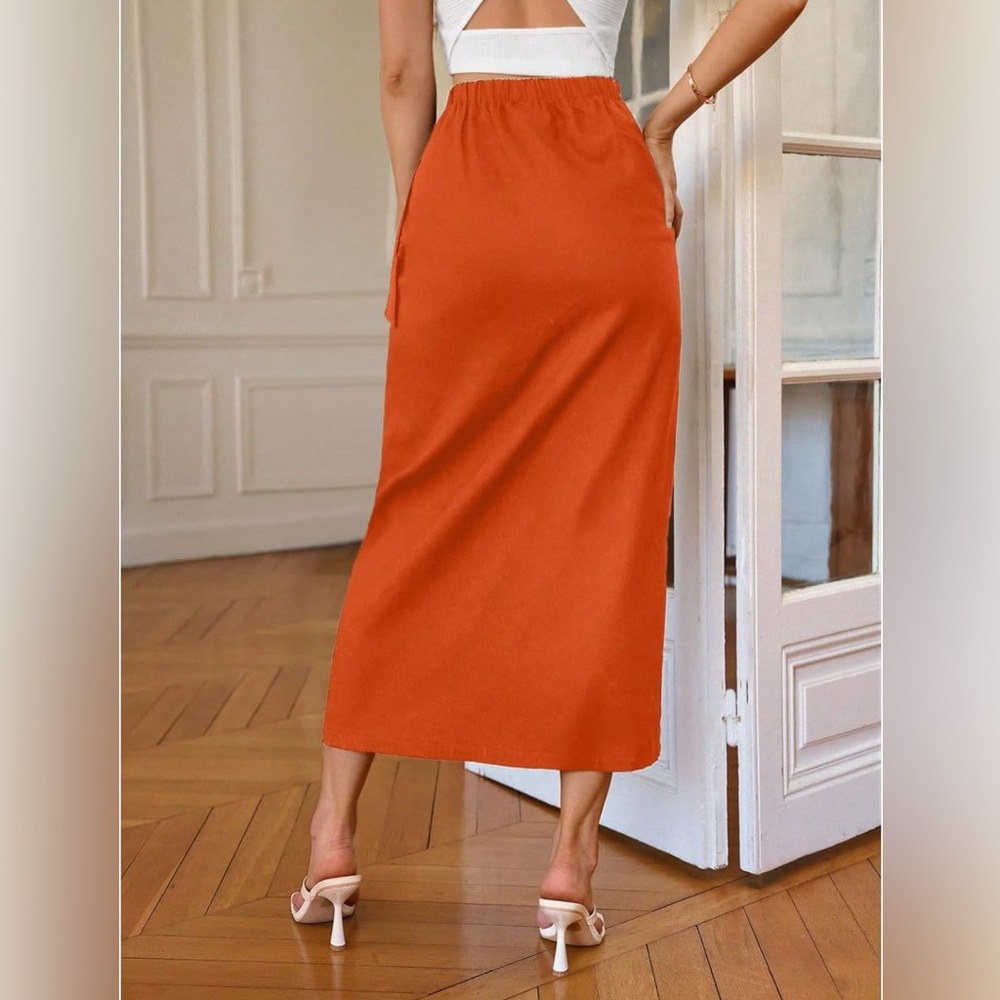 NWOT - Orange Wrap Skirt - Picture 2 of 2